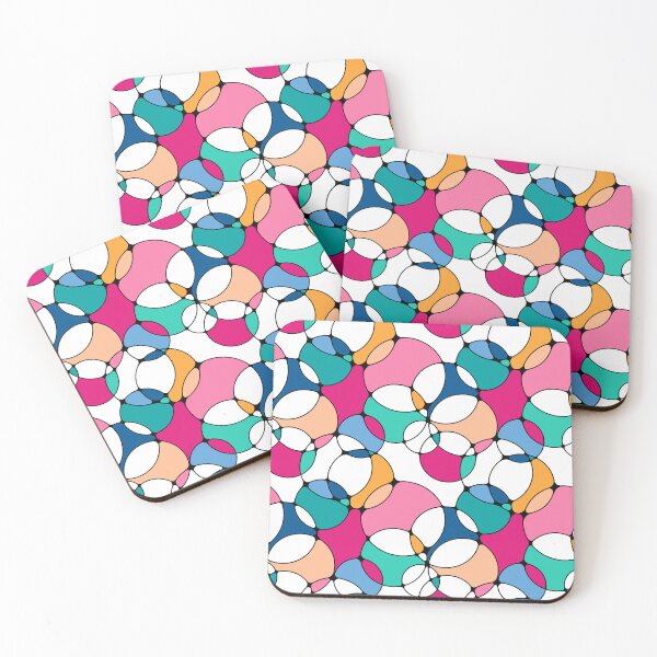 Item preview, Neurographic Joy Abstract Overlapping Shapes Pink Blue Peach Teal designed and sold by thecolorbirdie.