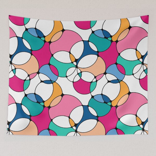 Item preview, Neurographic Joy Abstract Overlapping Shapes Pink Blue Peach Teal designed and sold by thecolorbirdie.
