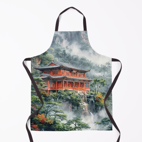 Item preview, Asian Temple in Misty Mountain Landscape designed and sold by 7She.
