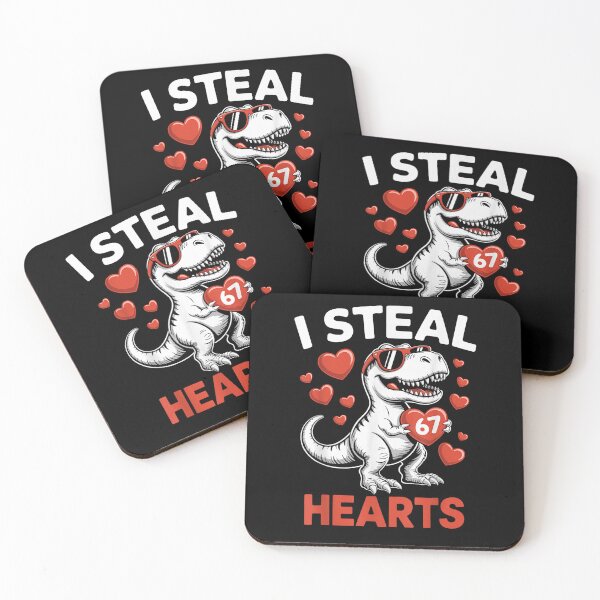 Item preview, I Steal 67 Hearts Valentine’s Day Six Seven Meme T-Rex Boys designed and sold by Juansustait.
