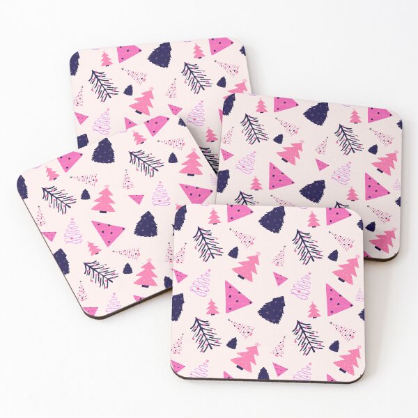 Item preview, Pink and black retro Christmas trees designed and sold by Home Cyn Home.