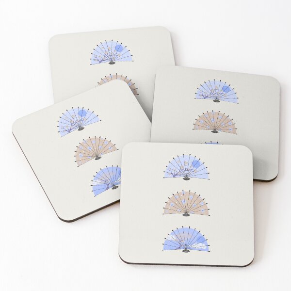 Item preview, Blue and tan Japanese fans  designed and sold by Home Cyn Home.