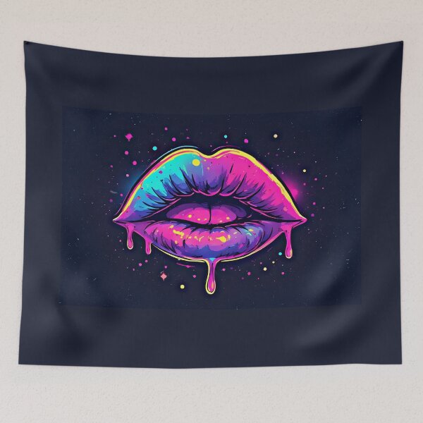 Item preview, Cosmic Neon Dripping Lips Pop Art designed and sold by Neer arts.