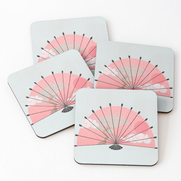 Item preview, Coral Japanese folding fan designed and sold by Home Cyn Home.