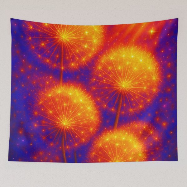 Item preview, vivid colors of dandelion seed heads with light shining on them designed and sold by Kristylynn757.