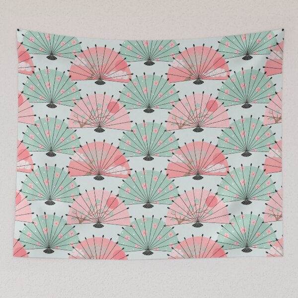 Item preview, Japanese fans - pastel pink and mint designed and sold by Home Cyn Home.