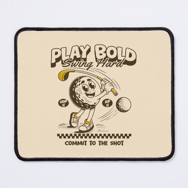 Item preview, Play Bold Swing Hard – Funny Golf Cartoon Illustration with Motivational Quote designed and sold by adipra.