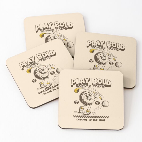 Item preview, Play Bold Swing Hard – Funny Golf Cartoon Illustration with Motivational Quote designed and sold by adipra.
