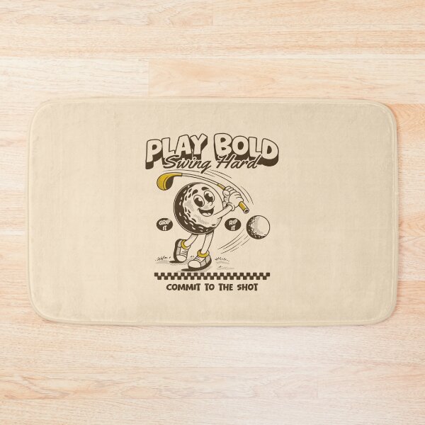 Item preview, Play Bold Swing Hard – Funny Golf Cartoon Illustration with Motivational Quote designed and sold by adipra.