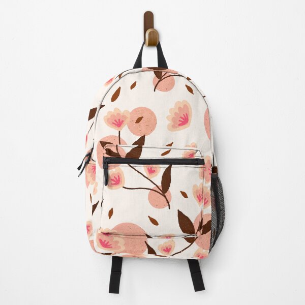 Item preview, Retro pink and brown floral pattern designed and sold by Home Cyn Home.