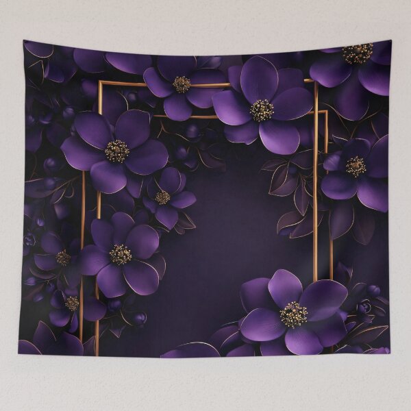 Artikelvorschau, Mitternachtsvioletter Blumenrahmen entworfen und verkauft von Kaleidoscope Print.