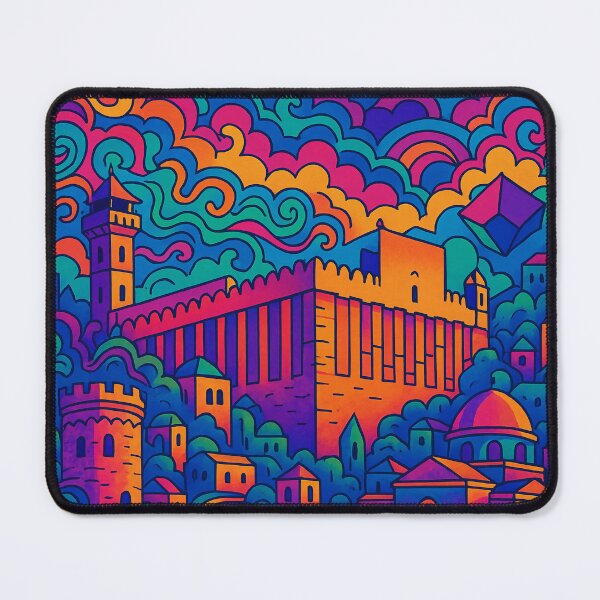 Item preview, Trippy Psychedelic Poster of Hebron | Vibrant Ancient City Art | Retro Colorful Historic Middle Eastern Skyline Design designed and sold by PaintedPixels01.
