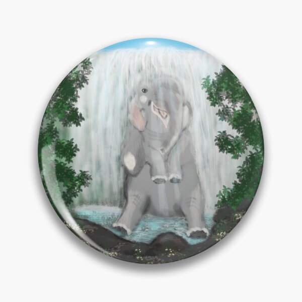 Item preview, Cute Elephant Bathing In The Waterfall Nature Art designed and sold by ChezasInspira.
