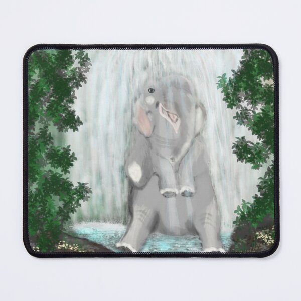 Item preview, Cute Elephant Bathing In The Waterfall Nature Art designed and sold by ChezasInspira.
