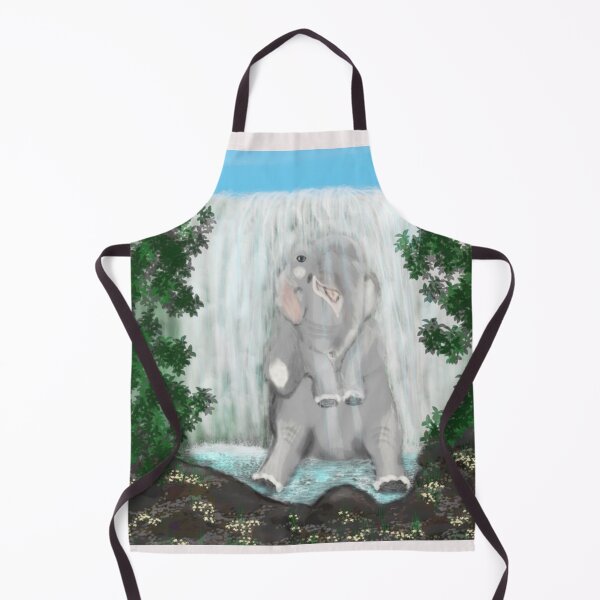 Item preview, Cute Elephant Bathing In The Waterfall Nature Art designed and sold by ChezasInspira.