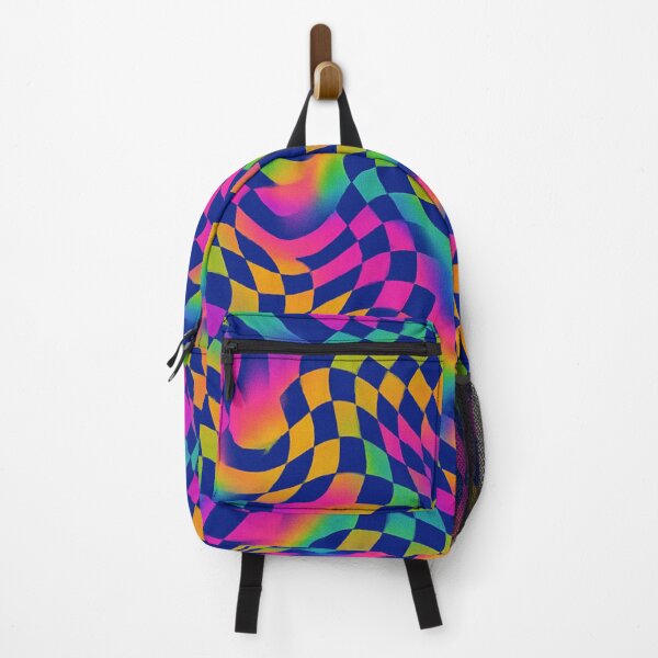 Item preview, retro design of distorted checkerboards with rainbow colors designed and sold by Kristylynn757.