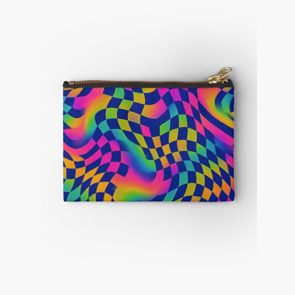 Item preview, retro design of distorted checkerboards with rainbow colors designed and sold by Kristylynn757.
