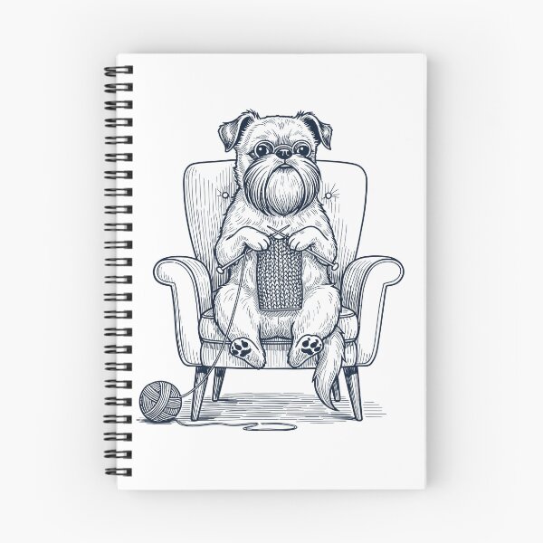 Item preview, Vintage Brussels Griffon Dog Knitting Knit Gift Dog Lover designed and sold by DoodleTortle.