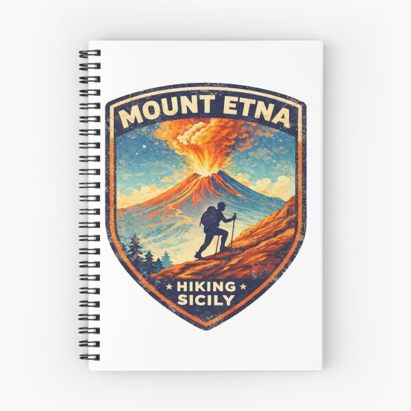 Item preview, Mount Etna Hiking Sicily – Retro Volcano Adventure Travel Badge Design designed and sold by Globalcitytees.
