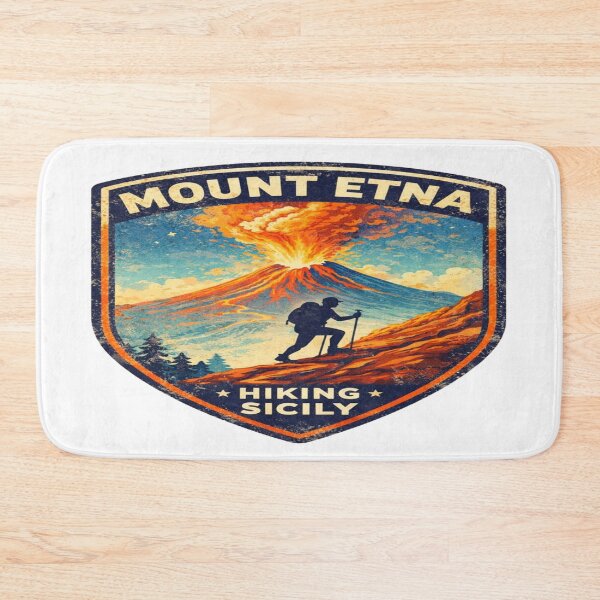 Item preview, Mount Etna Hiking Sicily – Retro Volcano Adventure Travel Badge Design designed and sold by Globalcitytees.