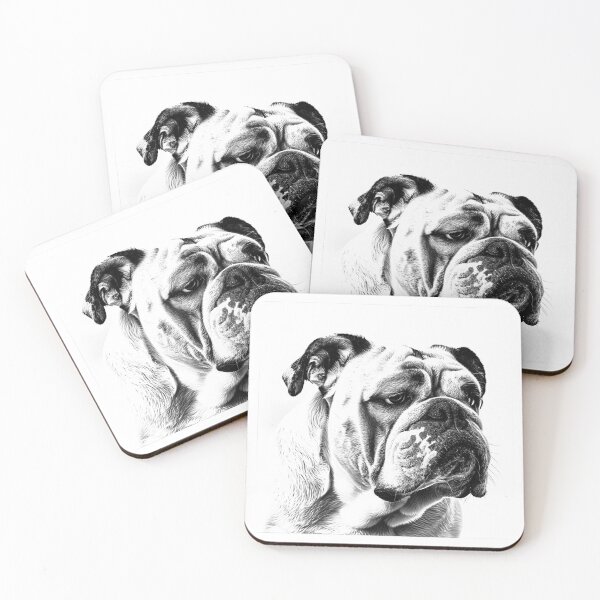 Item preview, Bulldog Portrait – Black and White Dog Illustration with Expression designed and sold by inkoutninja.