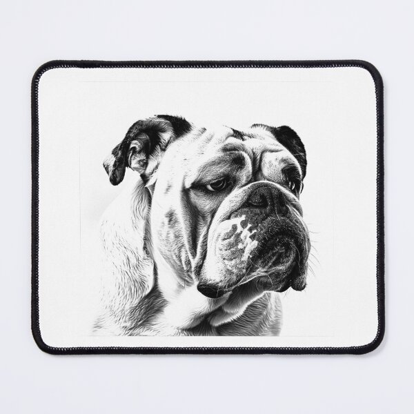 Item preview, Bulldog Portrait – Black and White Dog Illustration with Expression designed and sold by inkoutninja.