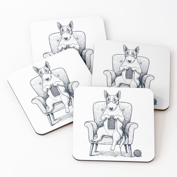 Item preview, Vintage Bull Terrier Dog Knitting Knit Gift Dog Lover designed and sold by DoodleTortle.