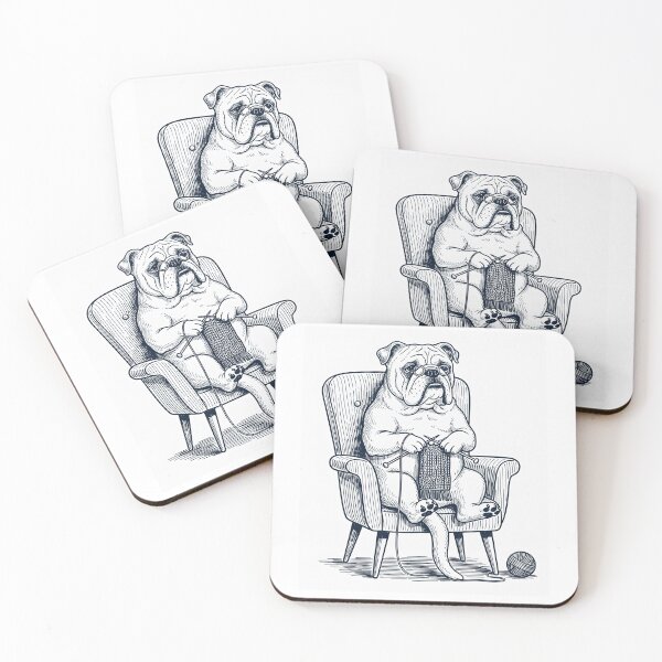 Item preview, Vintage Bulldog Dog Knitting Knit Gift Dog Lover designed and sold by DoodleTortle.