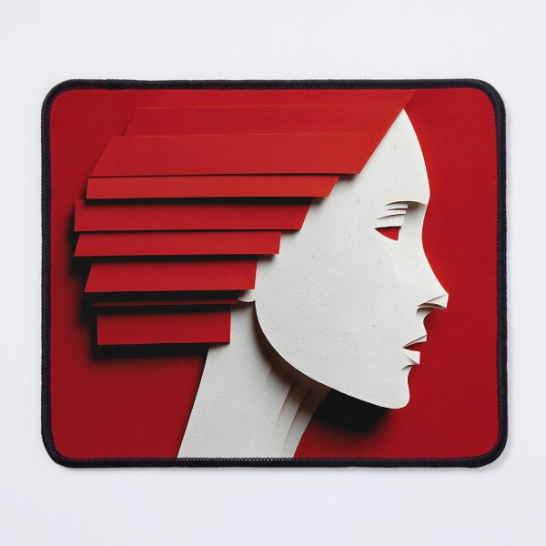 Item preview, Modern Red Paper-Cut Portrait | Minimalist Geometric Woman designed and sold by FlowNestStudio.