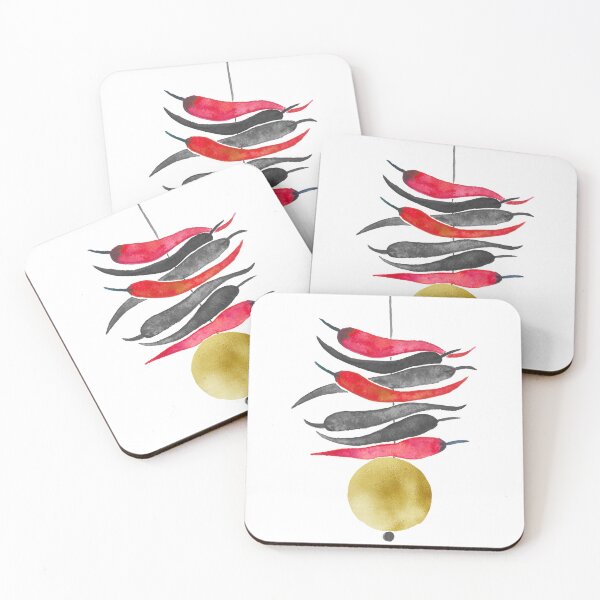 Item preview, Lemon Chilli Charm - Black, Red and Gold designed and sold by Home Cyn Home.