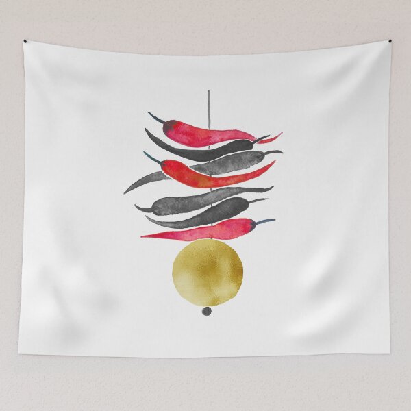 Item preview, Lemon Chilli Charm - Black, Red and Gold designed and sold by Home Cyn Home.