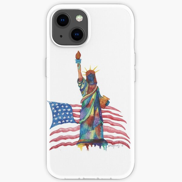 Lady liberty, watercolor iPhone Soft Case