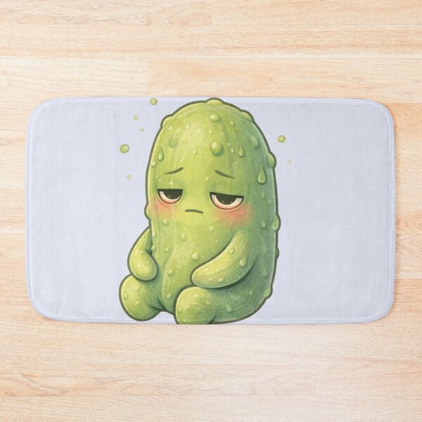 Item preview, Emotionally Exhausted Pickle Sticker – Cute Burnout Kawaii Food Illustration designed and sold by MeghannsMinimalMeals.