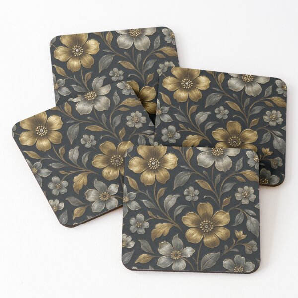 Item preview, metallic gold and silver flowers pattern designed and sold by Kristylynn757.