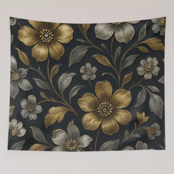 Item preview, metallic gold and silver flowers pattern designed and sold by Kristylynn757.