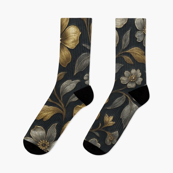 Item preview, metallic gold and silver flowers pattern designed and sold by Kristylynn757.