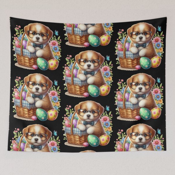 Item preview, Cute Easter Puppy in Basket – Adorable Holiday Dog Illustration designed and sold by Dominik1994.