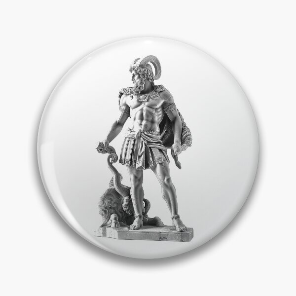 Item preview, Mythic Warrior Statue – Black and White Heroic Fantasy Illustration designed and sold by inkoutninja.