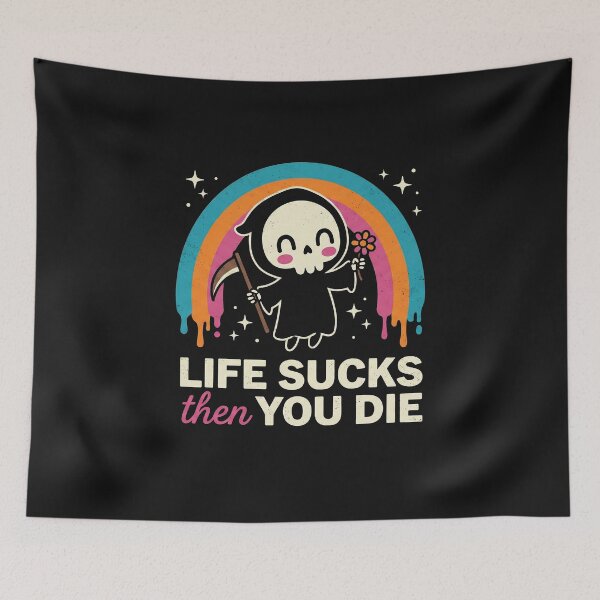 Item preview, Kawaii Grim Reaper Life Sucks Then You Die designed and sold by AdyKurniawan.