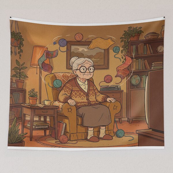 Item preview, Retro Knitting Grandma Magic designed and sold by Midnight Replay.