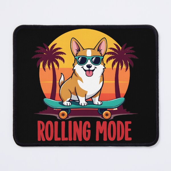 Item preview, Rolling Mode Corgi Skateboard  – Funny Skater Dog Sunset Design designed and sold by slickywitty.