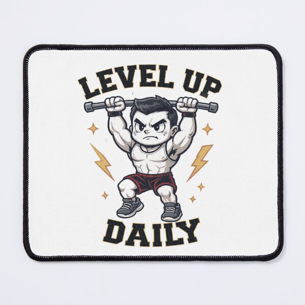 Item preview, Level Up Daily – Cute Gym Motivation Cartoon Weightlifting Design for Fitness Apparel & POD designed and sold by CozyPops.