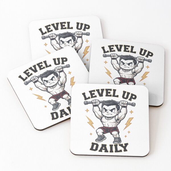 Item preview, Level Up Daily – Cute Gym Motivation Cartoon Weightlifting Design for Fitness Apparel & POD designed and sold by CozyPops.