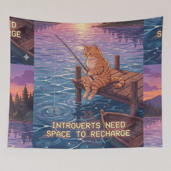Item preview, Introvert Cat Fishing Life designed and sold by Midnight Replay.