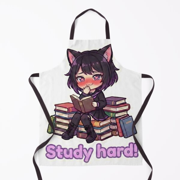 Item preview, Study Hard! – Purple Chibi Neko Reading Sticker designed and sold by MitniChan.