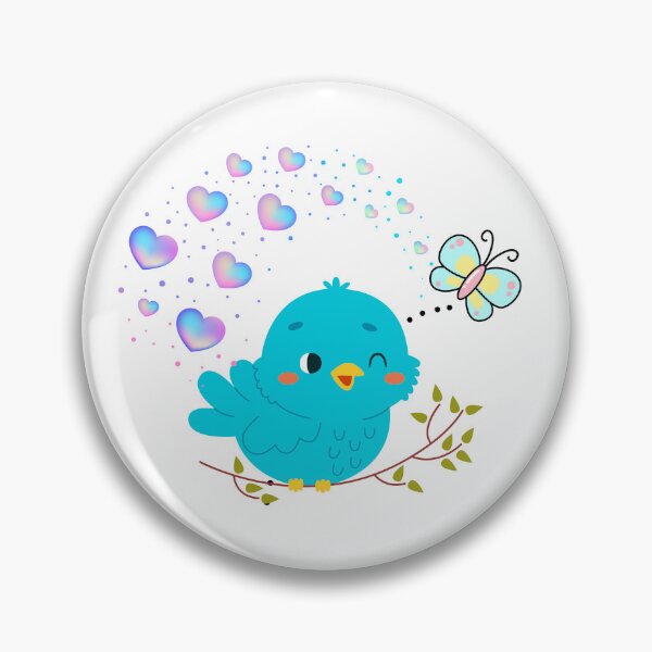 Item preview, Cheerful Bird - Cute Blue Bird with Hearts on a Branch designed and sold by Love3Happy.