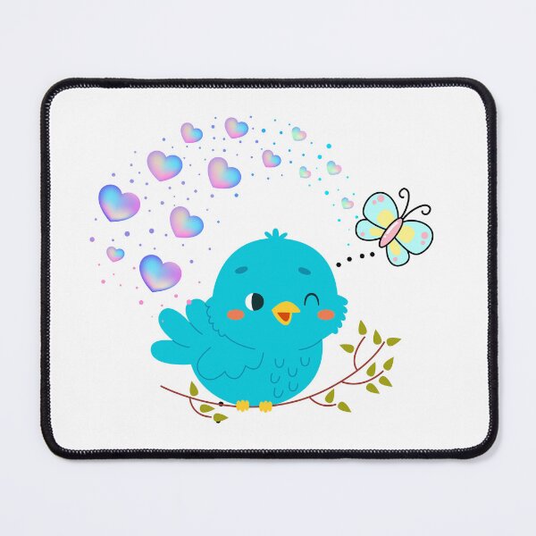 Item preview, Cheerful Bird - Cute Blue Bird with Hearts on a Branch designed and sold by Love3Happy.