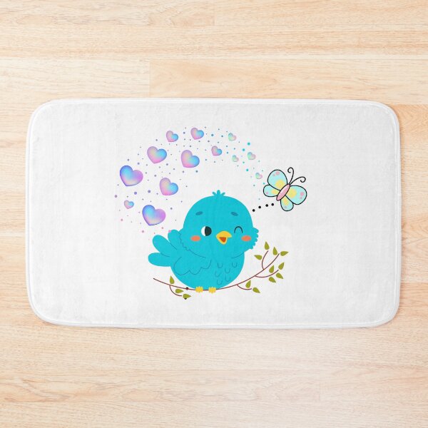 Item preview, Cheerful Bird - Cute Blue Bird with Hearts on a Branch designed and sold by Love3Happy.
