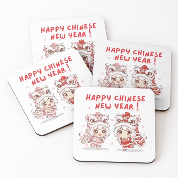 Item preview, Cute Chibi Lion Dance Couple – Happy Chinese New Year Illustration designed and sold by Beeform.