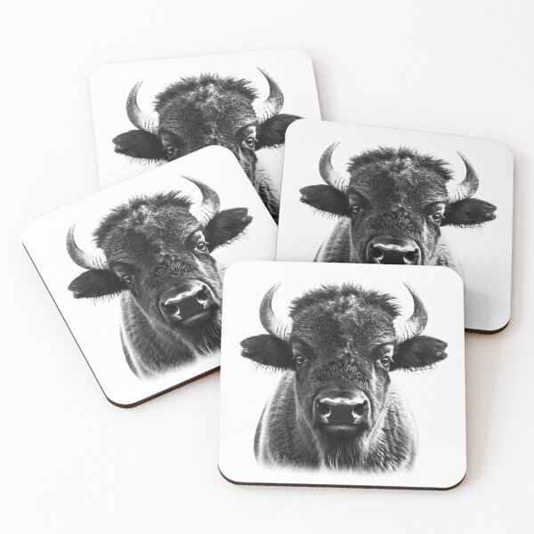 Item preview, Bison Portrait – Black and White Bold Wildlife Illustration designed and sold by inkoutninja.